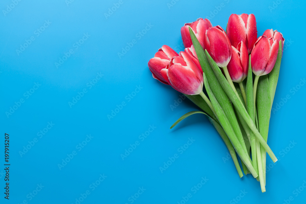 Red tulip flowers bouquet
