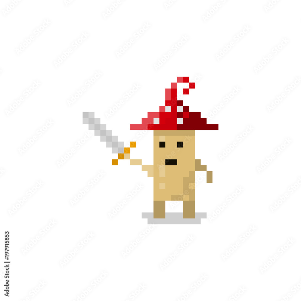 Pixel character mushroom for games and websites