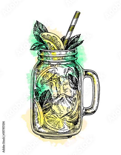 lemonade in mason jar.