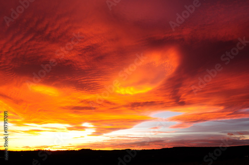 An amazing Sunset and cloud formation over the market town of Hucknall in the English county of Nottinghamshire in the UK. photo