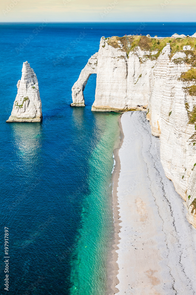 The famous cliffs at Etretat in Normandy, France