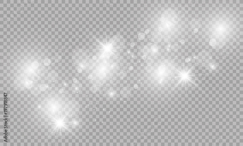 Glow light effect. Vector illustration. Christmas flash Concept. Vector illustration of abstract flare light rays. A set of stars  light and radiance  rays and brightness. Set of Vector glowing light.