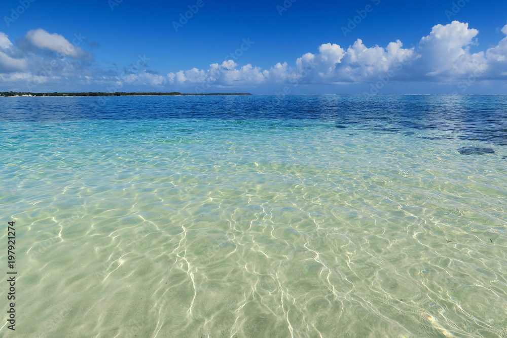 Transparent ocean water on the beach of Philippines