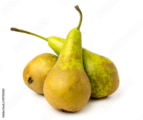 Three ripe pears close up.