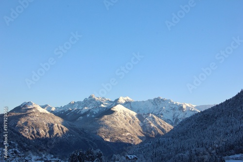 Brenta Dolomites from the alpine village of Bondo, Val Rendena, Trentino, Italy © Renzo