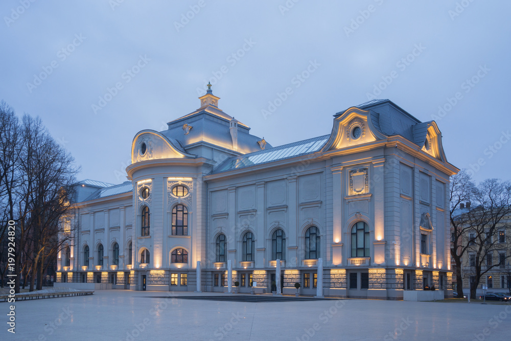 Evening view of the Latvian National Museum of Art