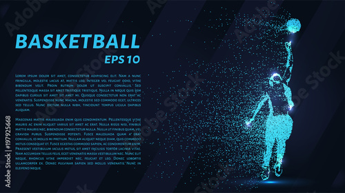 Basketball player of the particles. The array of points is the silhouette of an athlete