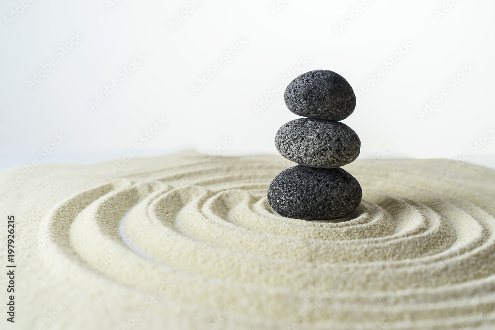 Zen stone garden on white sand Stock Photo Adobe Stock