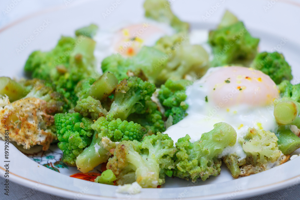 Scrambled eggs with Romanesque and seasonings Scrambled eggs with Romanesque and seasonings