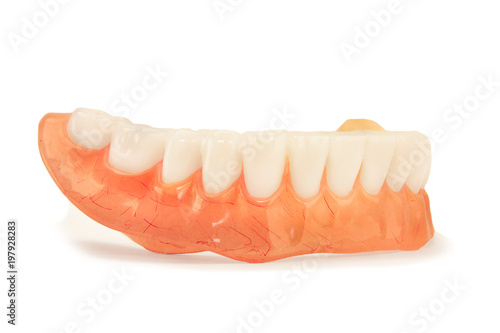 Full denture dentures close-up. Orthopedic dentistry with the use of modern technologies to restore teeth loss. The concept of aesthetic dentistry