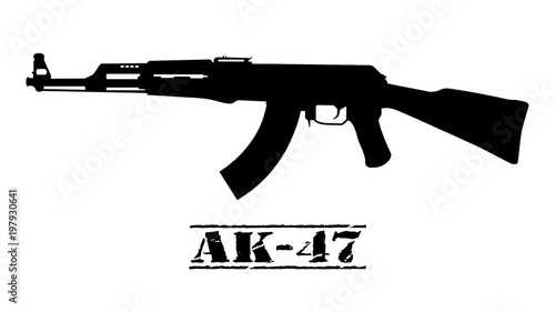 Ak-47 kalashnikov assault rifle icon silhouette