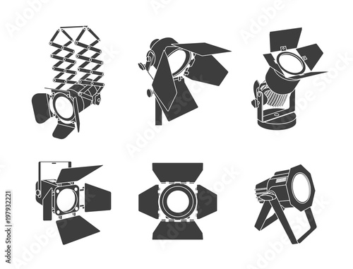 Spotlight on a transparent background. Bright lighting with spotlights. The spotlight illuminates the scene.