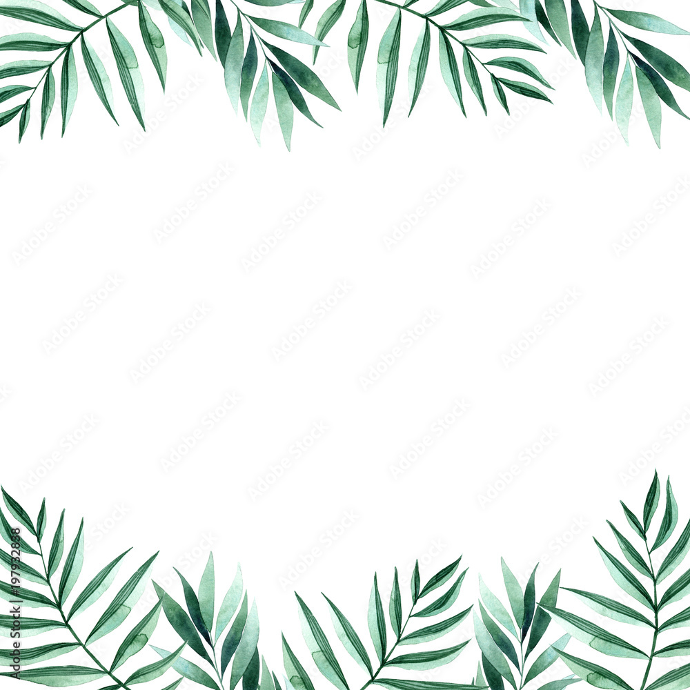 Watercolor hand painted tropical frame. Watercolor hand painted tropical frame.