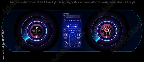 Car service in the style of HUD, Cars infographic ui, analysis and diagnostics in the hud style, futuristic user interface, car service HUD. dashboard