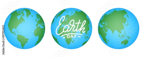 Earth Day. Illustration for Earth Day celebration with Earth globes and lettering