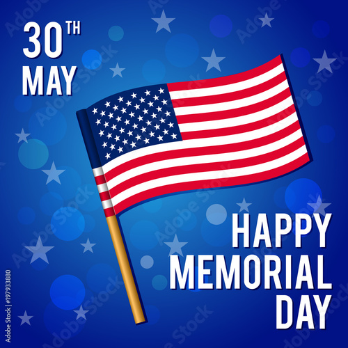 Vector illustration for a National american holiday. Image of the flag. Happy Memorial Day
