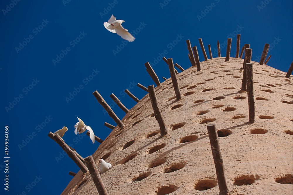Pigeon Towers, traditional islamic architecture, in Katara cultural Village, Doha Qatar. Stock