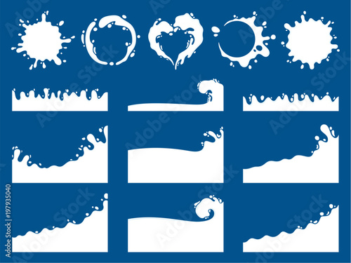 Vector milk, yogurt or cream splashes, borders and frames