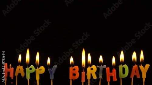 Extinguishing happy birthday candles slow mothion 20x 480 fps, full hd 1080p video clip  photo