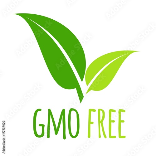 GMO free icon green leaf vector illustration isolated.