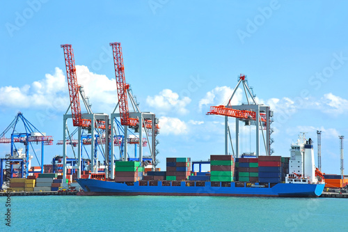 Port cargo crane  ship and container