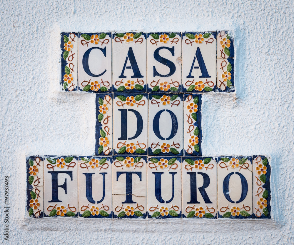 Fototapeta premium Colorful ceramic wall signs in Albufeira, Portugal