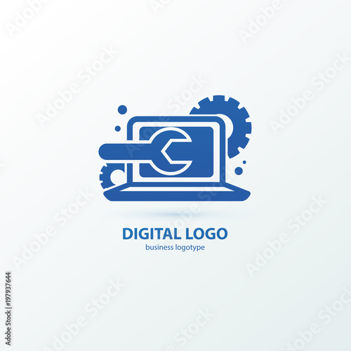 Logo design abstract computer repair vector template.