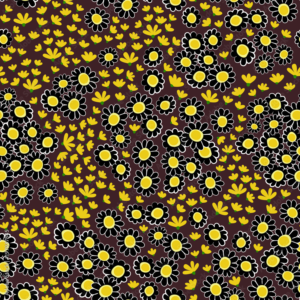Floral seamless pattern. Ditsy flower. Pattern with wildflowers. Primrose. Vector background. Floral seamless pattern. Ditsy flower. Pattern with wildflowers. Primrose. Vector background.
