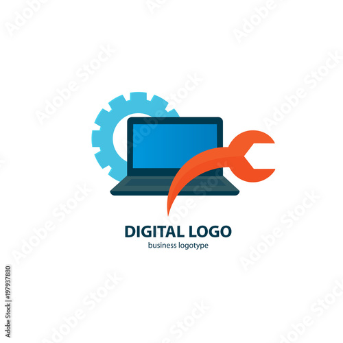 Logo design abstract computer repair vector template.