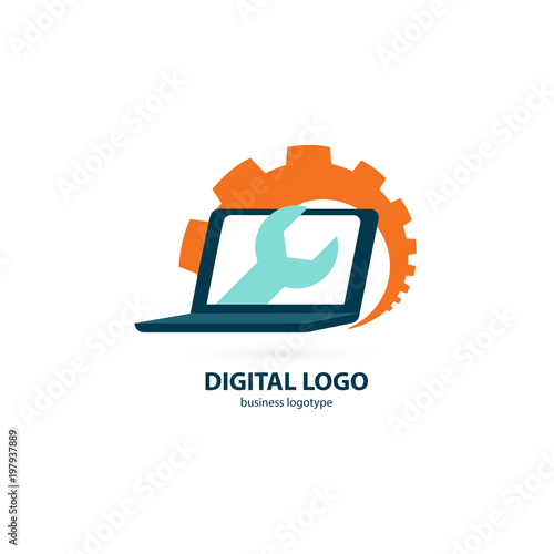 Logo design abstract computer repair vector template.