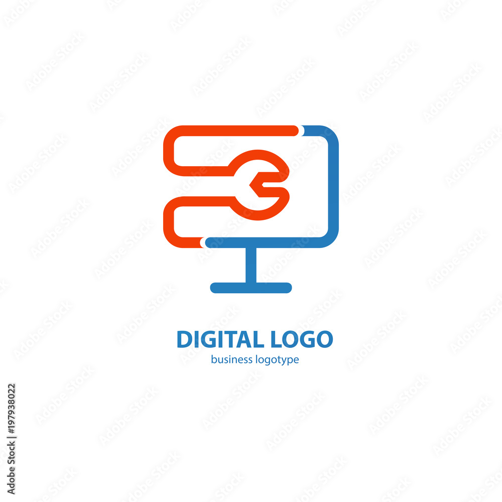 Logo design abstract computer repair vector template. Logo design abstract computer repair vector template.