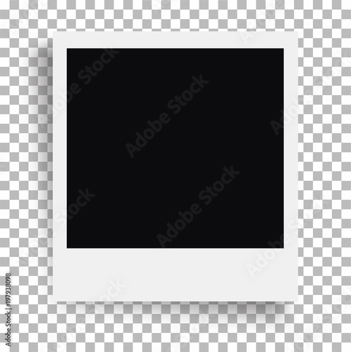 Photo frame. Retro Photo Frame Template for your photos. White plastic border on a transparent background. - stock vector.