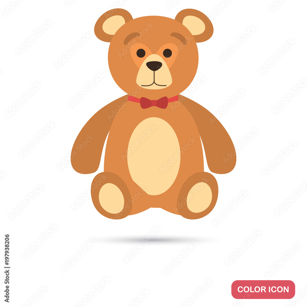 Fototapeta premium Teddy bear color flat icon