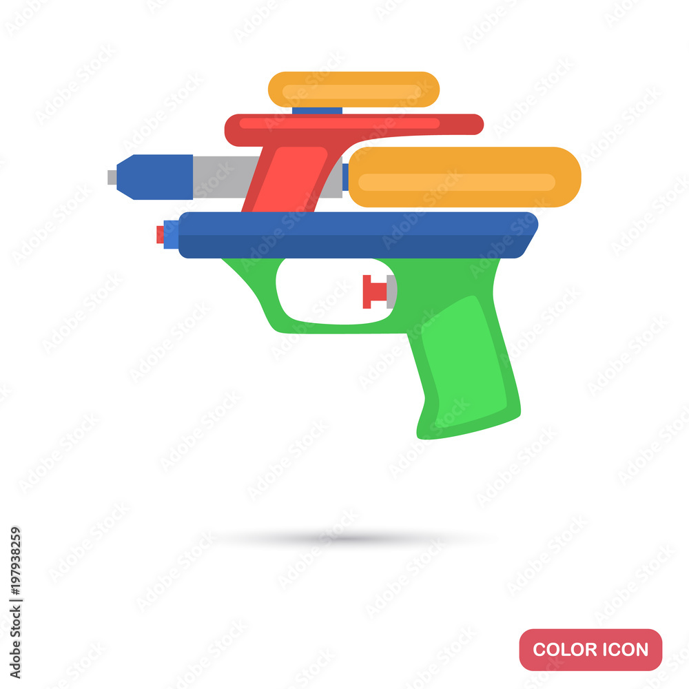 Toy water gun color flat icon Toy water gun color flat icon