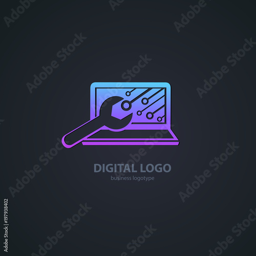 Logo design abstract computer repair vector template.