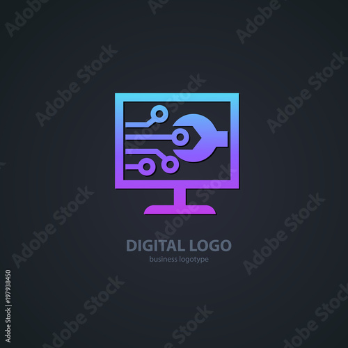 Logo design abstract computer repair vector template.