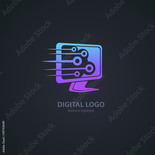 Logo design abstract computer repair vector template.