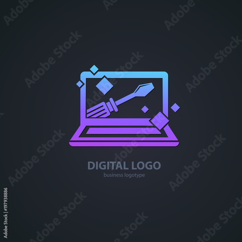 Logo design abstract computer repair vector template.