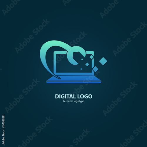 Logo design abstract computer repair vector template.