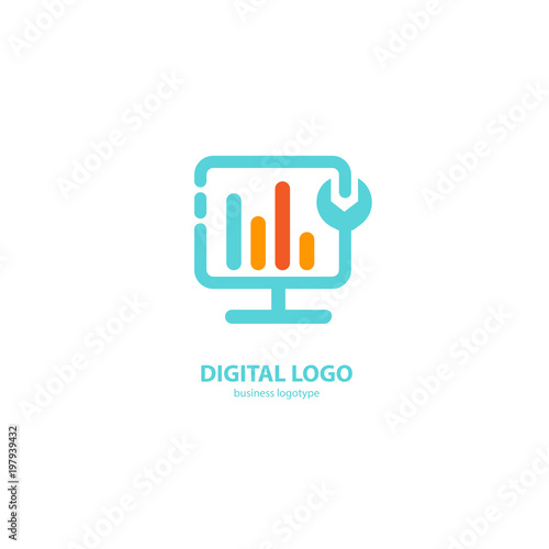 Logo design abstract computer repair vector template.