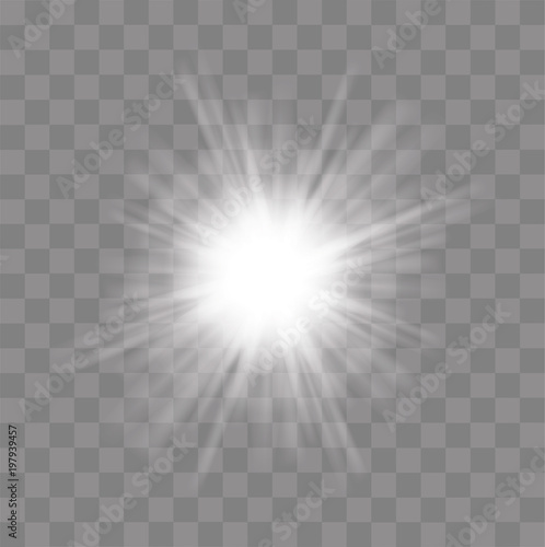 Glow of the glow. Sun rays. The star flashed sparks - stock vector.