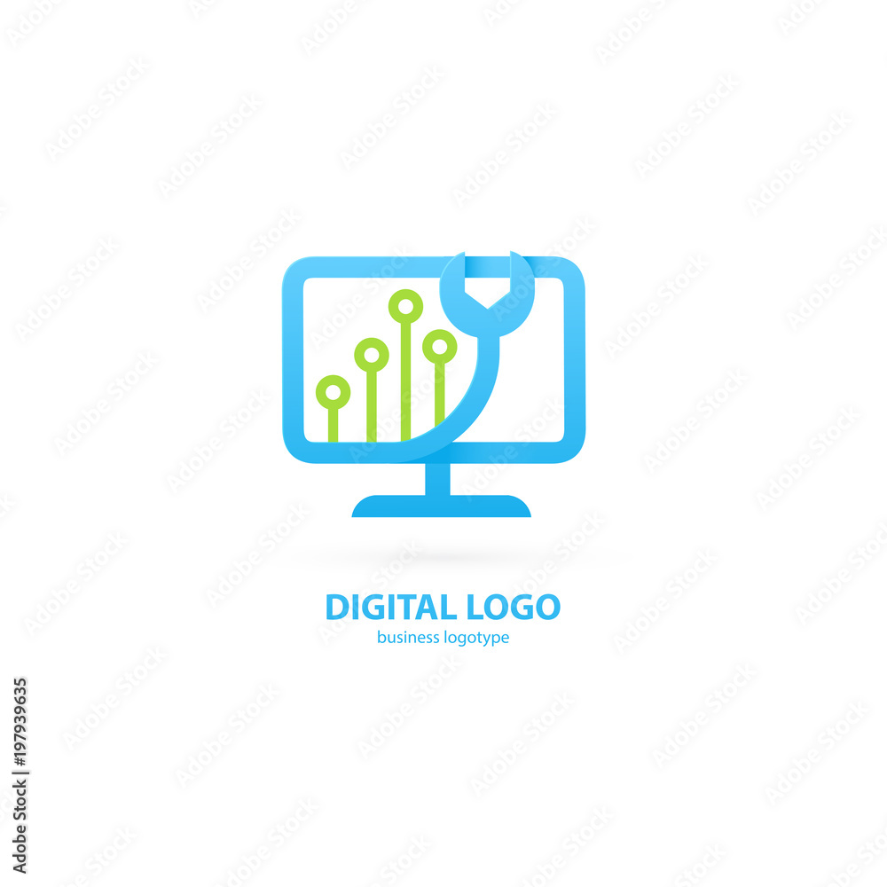 Logo design abstract computer repair vector template. Logo design abstract computer repair vector template.