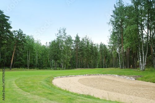 Sand bunker on golf course