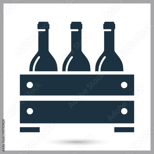 Wooden box of wine simple icon