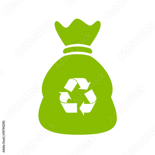 Recycle waste bag vector icon