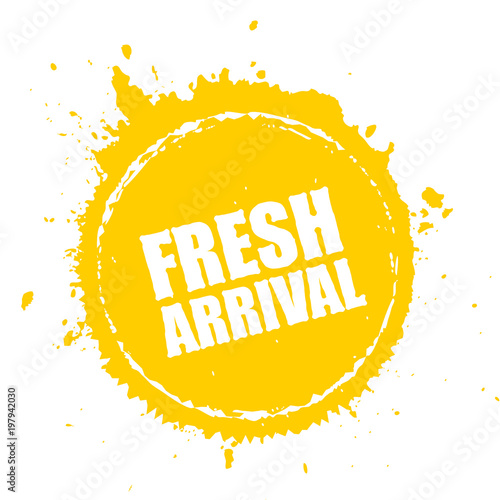 Fresh arrival yellow advertising stamp