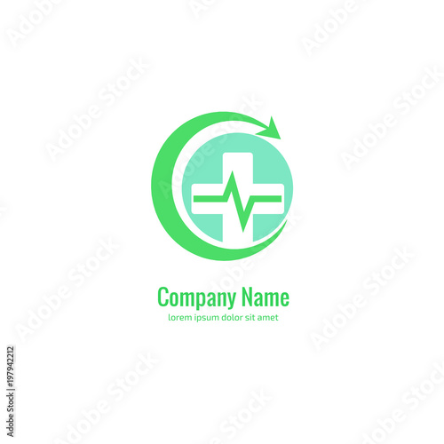 Logo design abstract medical vector template. Illustration design of logotype cross health symbol, people care sign.