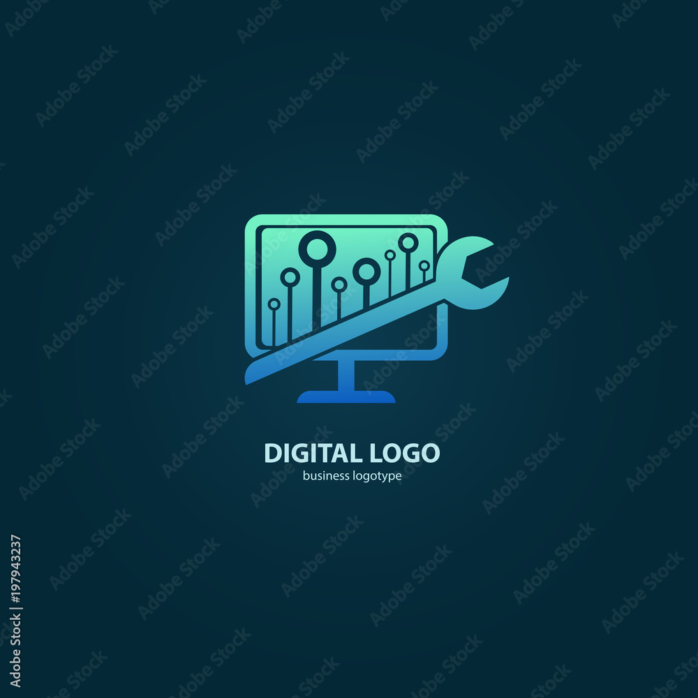 Logo design abstract computer repair vector template. Logo design abstract computer repair vector template.