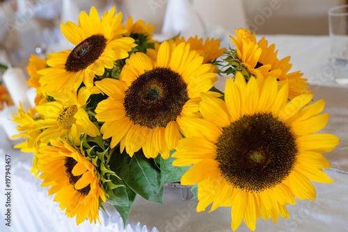 Wedding bouquet of sunflowers