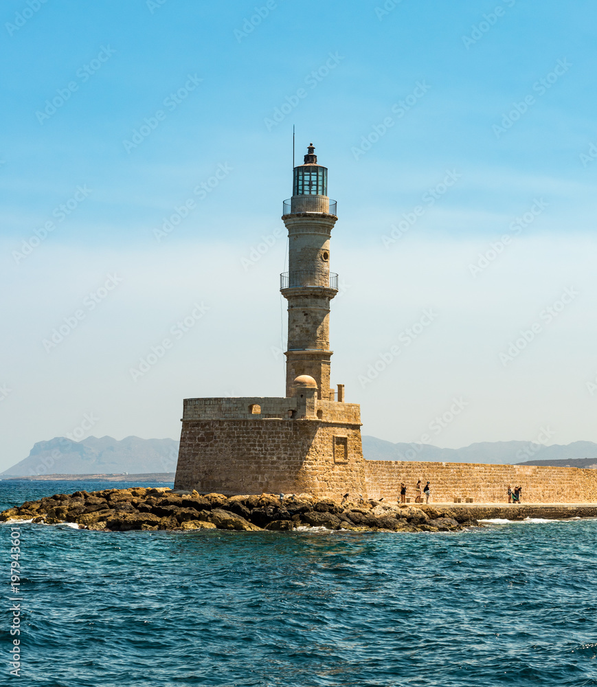 Historischer Leuchtturm im Hafen chania Grichenland